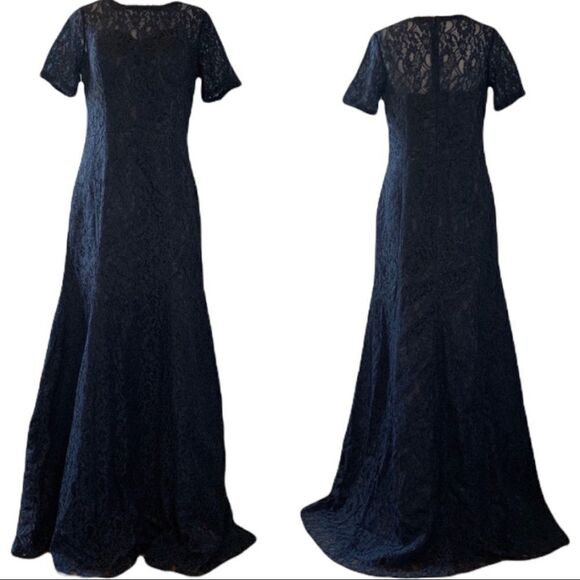 Bridess Navy Lace Long Gown Size 12 NWT - Picture 1 of 12